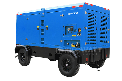 Mobile 900cfm Cummins Diesel Compressor for construction and mining use.