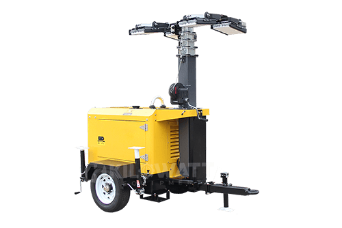 Mobile LED light tower offering efficient, bright, and portable lighting for various applications.