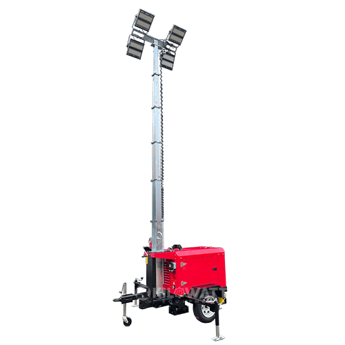 Manually operated light tower offering portable illumination for various applications.