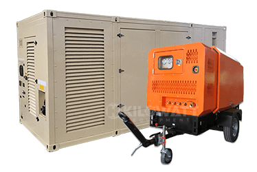 Diesel driven air compressor with a capacity range of 55-1600 cfm.